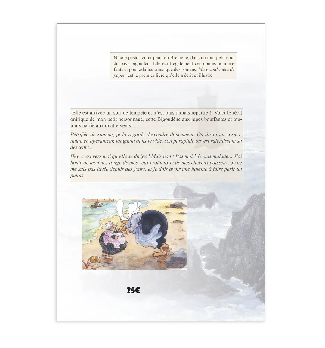 Ma Grand-mère de papier dédicacé+3marque pages+1carte. Album Bretagne renfermant texte et aquarelles. – Image 2