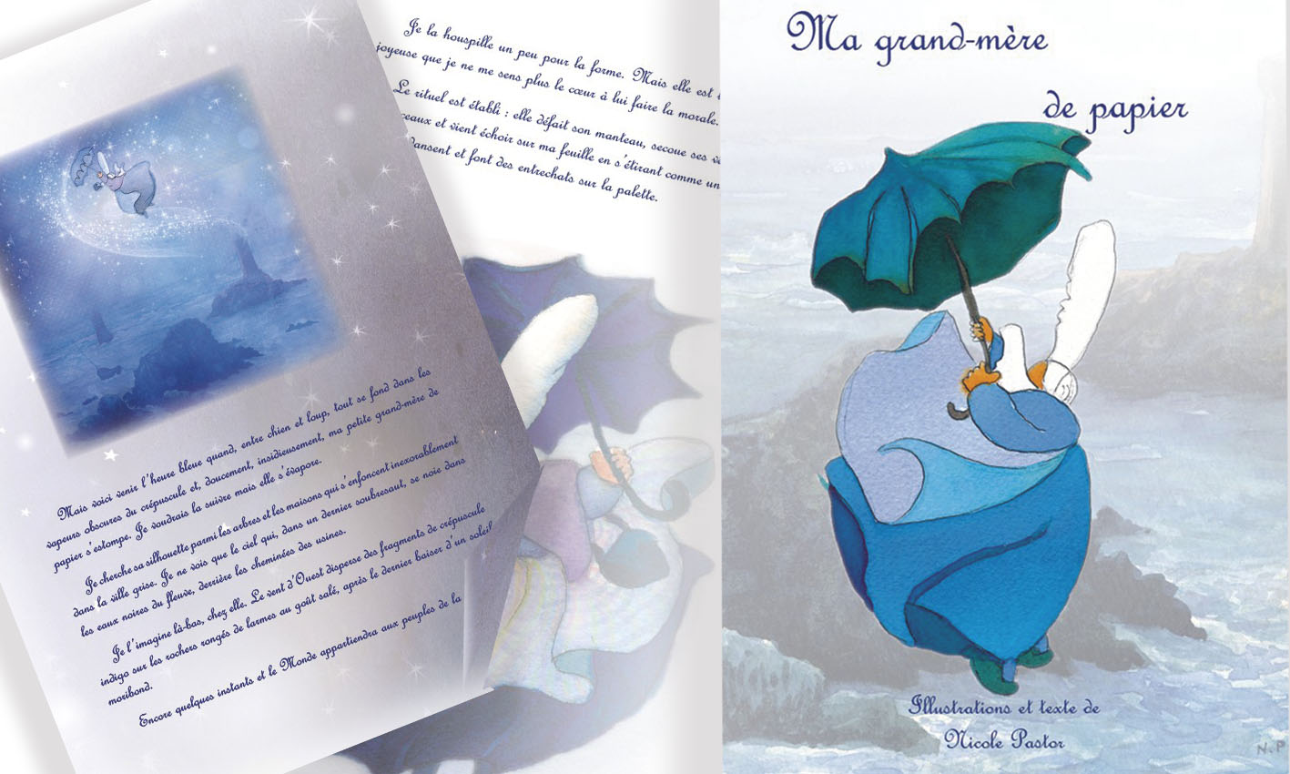 Ma Grand-mère de papier dédicacé+3marque pages+1carte. Album Bretagne renfermant texte et aquarelles. – Image 4