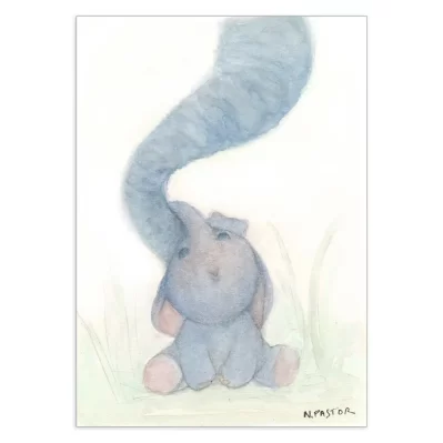 Olifant, Bébé éléphant et câlinou maman, Affiche A3 poster chambre d'enfant