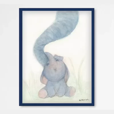 Olifant, Bébé éléphant et câlinou maman, Affiche A4, poster décoration chambre enfant, cadeau personnalisé