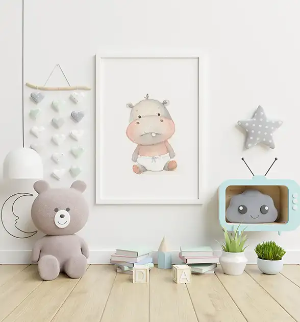 Bébé hippopotame. La première dent, Affiche A4, poster animaux bébés – Image 2
