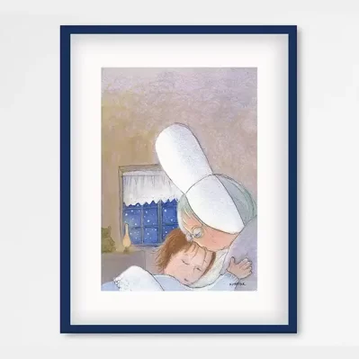 Affiche petit format Les Bigoudènes, Le baiser du soir. Mamie tendresse