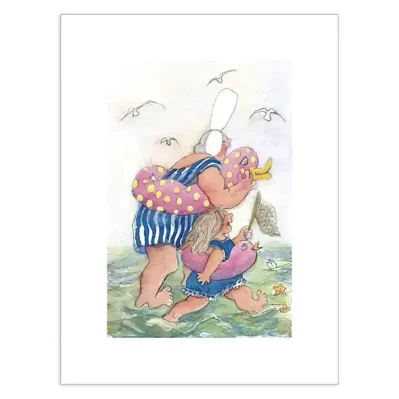 Affiche A4 Les Bigoudènes, Les plaisirs de la plage avec mamig