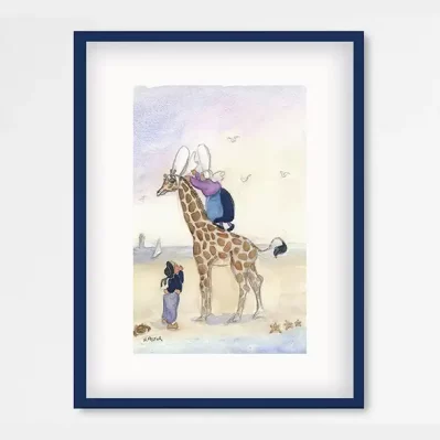 Affiche A3 (29,7x42cm) Les Bigoudènes, Safari bigouden avec une girafe