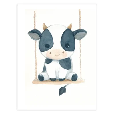 Petite vache sur une balançoire, Affiche A3