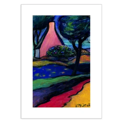 Affiche paysage de Bretagne, Maison bretonne sur la route de la Torche, format A4