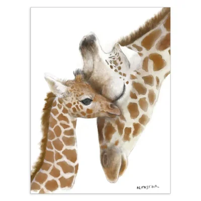 Maman girafe et son bébé girafon, Affiche A3 poster chambre d'enfant