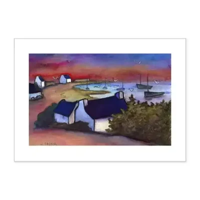 Affiche paysage de Bretagne, Petite crique bretonne au crépuscule, format A4