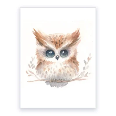 Hibou grand-duc. Illustration pour chambre enfant