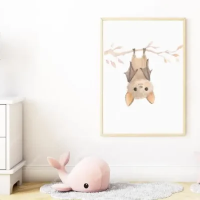 Affiche encadrée chauve-souris, poster décoration chambre enfant