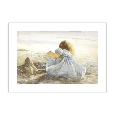 Affiche portrait d'enfant, Scène intimiste Le château de sable, format A4