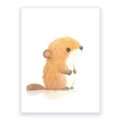 Un castor, Affiche A3, poster animaux sauvages décoration chambre enfant, cadeau personnalisé