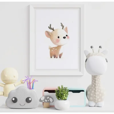 Affiche encadrée jeune daim, déco chambre enfant