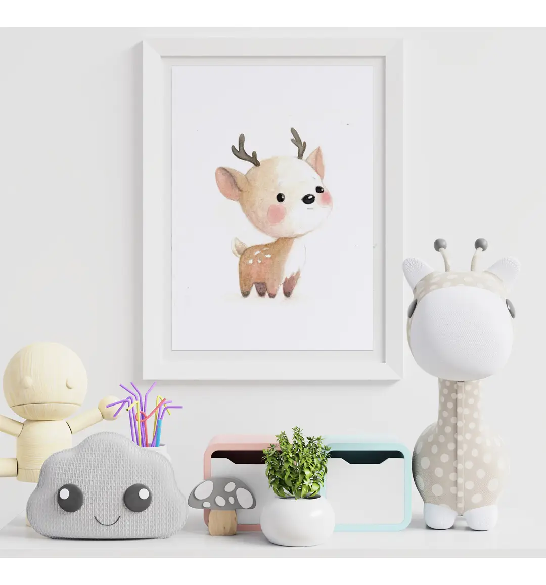 Affiche encadrée jeune daim, déco chambre enfant
