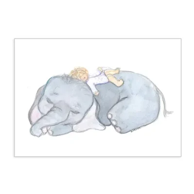 Olifant, Les meilleurs amis, La petite fille et l'éléphant font la sieste, Affiche A4