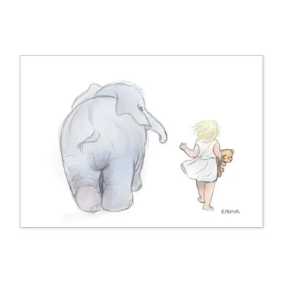 Olifant, Les meilleurs amis, La petite fille et l'éléphant en grande discussion, Affiche A3