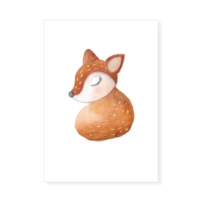 Jeune faon couché, Affiche A3, poster animaux des bois décoration chambre enfant
