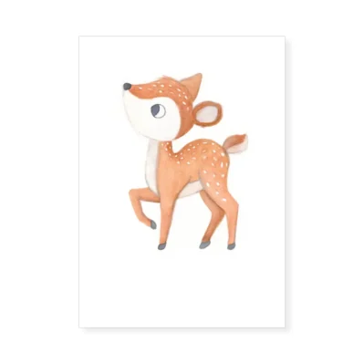 Bébé faon. Affiche A4, poster animaux forêt décoration chambre enfant
