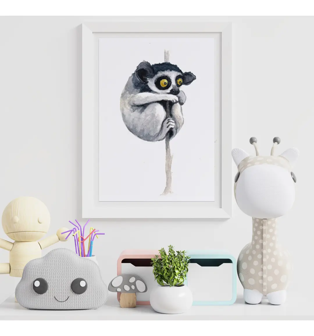 Un indri, Affiche A3, poster animaux sauvages déco chambre enfant – Image 2