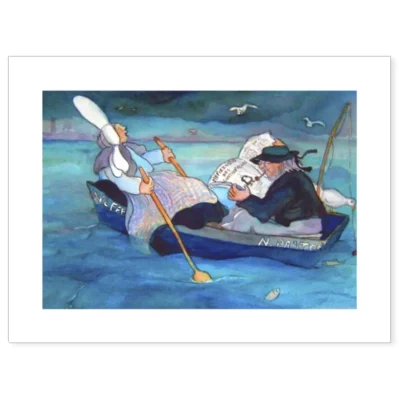 Affiche A3 (29,7x42cm) Les Bigoudènes, La barque, viens je t'emmène faire un tour dans mon bateau