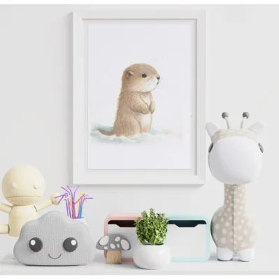 Affiche encadrée marmotte, déco chambre enfant