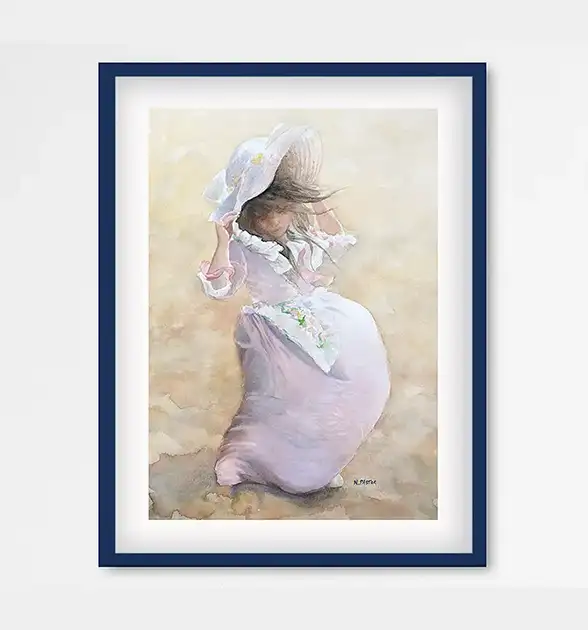 La petite fille à la robe rose. Aquarelle – Image 2