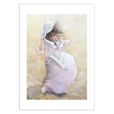La petite fille à la robe rose. Aquarelle