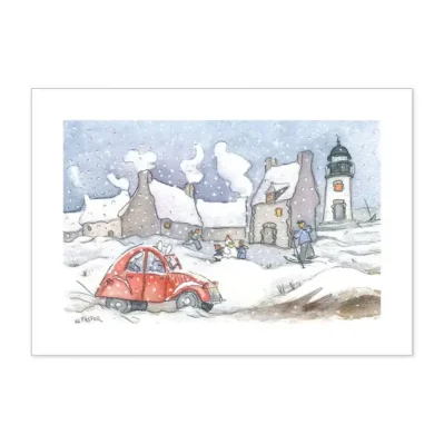 Affiche A3 Les Bigoudènes, Neige en Bretagne
