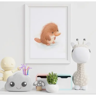 Affiche encadrée petit ornithorynque, animaux sauvages, aquarelle