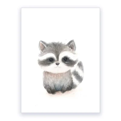 Raton laveur, Affiche A4, poster animaux forêt décoration chambre enfant, cadeau personnalisé