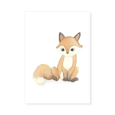 Petit renard, Affiche A3, poster animaux des bois décoration chambre enfant, cadeau personnalisé