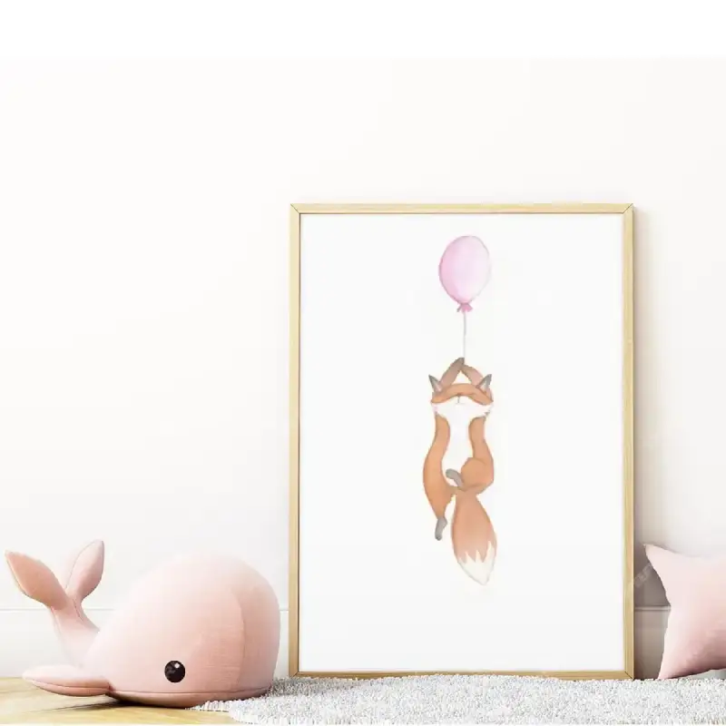 Illustration pour enfant. Petit renard au ballon rose. – Image 2