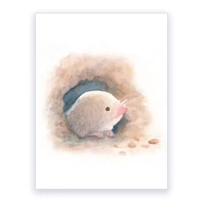 Taupe, Affiche A4, poster animaux forêt décoration chambre enfant, cadeau personnalisé