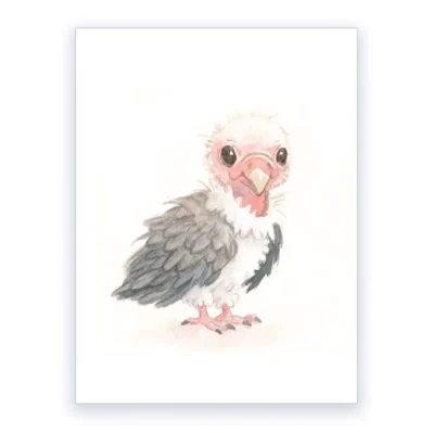 Petit urubu (vautour), Affiche A3, poster animaux des bois déco chambre enfant