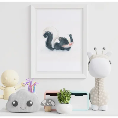 Affiche encadrée mouffette aquarelle