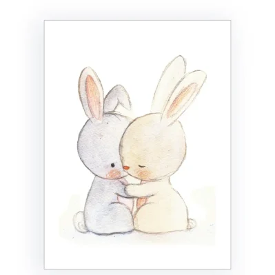 Message d'amour et d'amitié. Petits lapins.