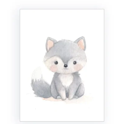Illustration pour enfant. Petit loup gris.