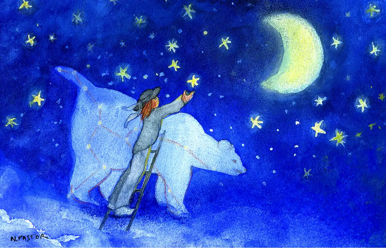 aquarelle onirique breton et grande ourse