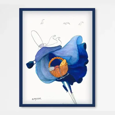 Affiche encadrée .Le vélo de la Bigoudène