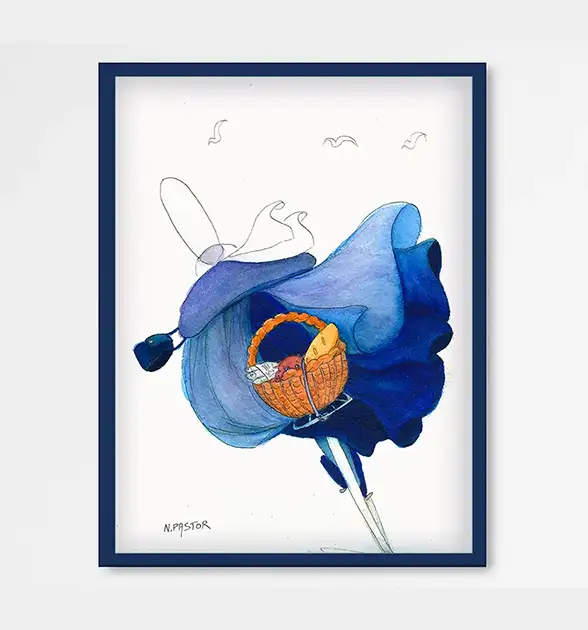 Affiche encadrée .Le vélo de la Bigoudène