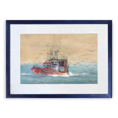 Arrivée au port du Buhez Ar Vro. Aquarelle originale