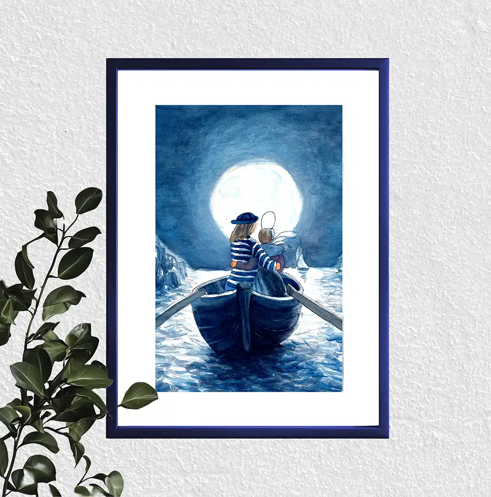 Amoureux dans une barque au clair de lune – Image 2