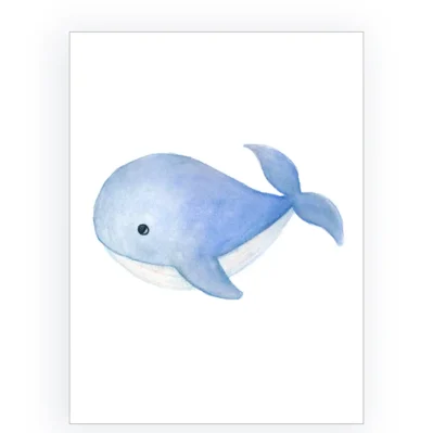 Affiche pour enfant. La baleine bleue.