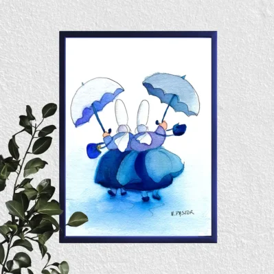 Affiche encadrée Bigoudènes bleues