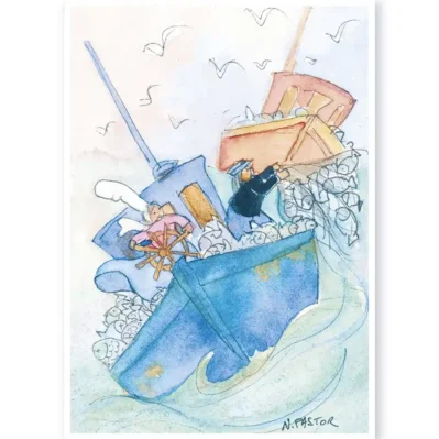 Le pêcheur et la Bigoudène. Carte postale