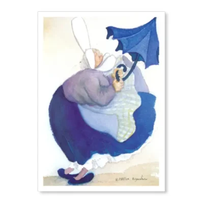 Bigoudène dans le vent. Aquarelle 1997