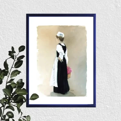 Edition d'art encadrée. Adolescente en costume de Concarneau.