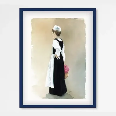 Affiche encadrée. Adolescente en costume de Concarneau.