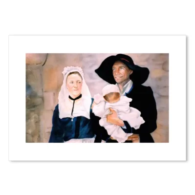 Couple de paludiers. Nantes, aquarelle digigraphique