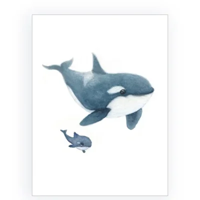 Affiche pour enfant. Maman squale et son petit